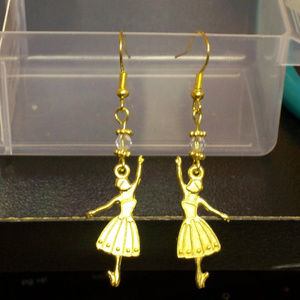 Ballerina Dangle Earrings on Fish hook earwire with bicone   ... E100